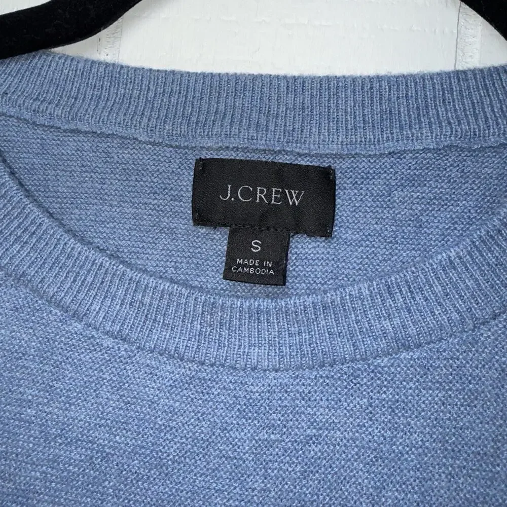 J. Crew Men’s Cotton Crewneck Sweater Garter Stitch Blue Size Small